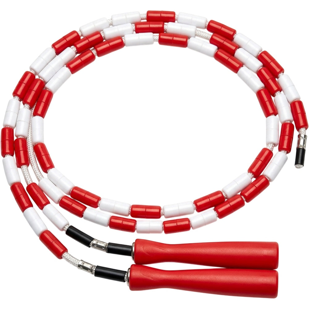 Shadt Beaded Jump Rope White Red 9 ft