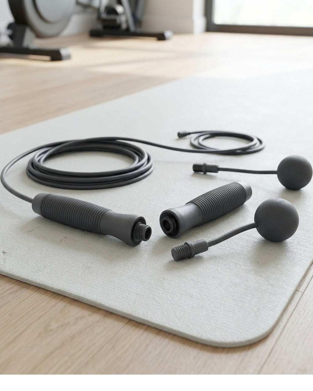 Shadt Convertible Cord and Cordless Jump Rope Set Charcoal - Lifestyle view