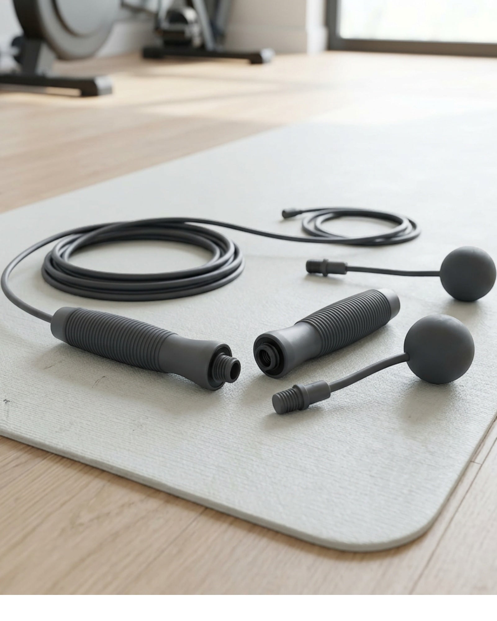 Shadt Convertible Cord and Cordless Jump Rope Set Charcoal - Lifestyle view