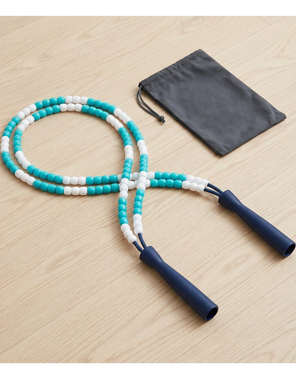 Shadt Segmented Beaded Freestyle Jump Rope 2.8 m Turquoise White - Lifestyle view